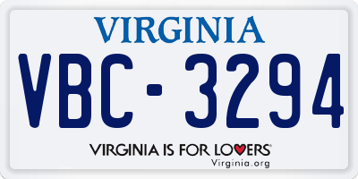 VA license plate VBC3294