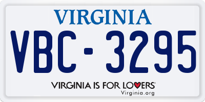 VA license plate VBC3295