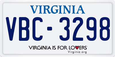 VA license plate VBC3298