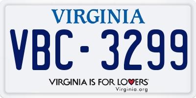 VA license plate VBC3299