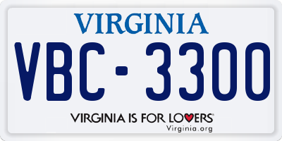 VA license plate VBC3300