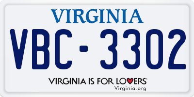 VA license plate VBC3302