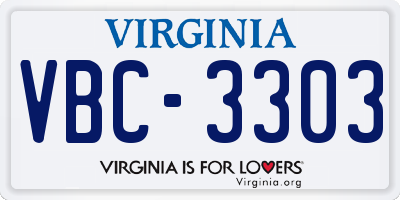 VA license plate VBC3303