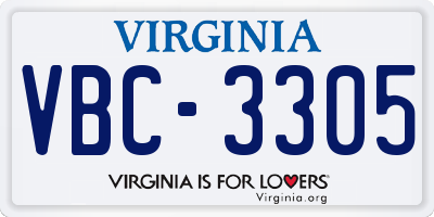 VA license plate VBC3305