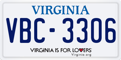 VA license plate VBC3306