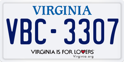 VA license plate VBC3307