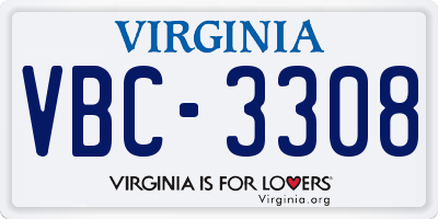 VA license plate VBC3308