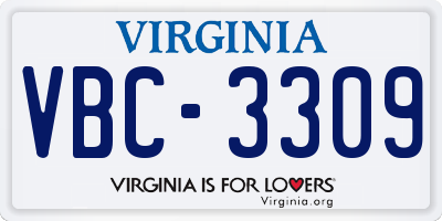 VA license plate VBC3309