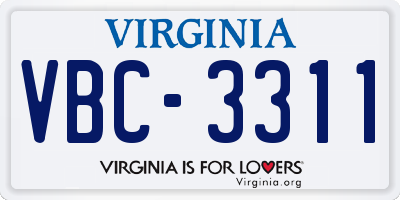 VA license plate VBC3311