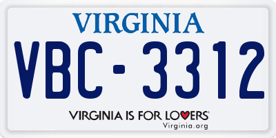 VA license plate VBC3312