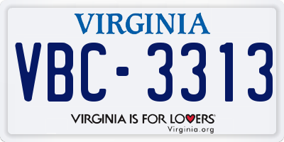VA license plate VBC3313