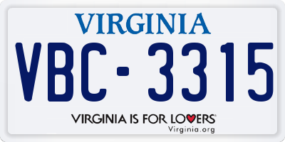 VA license plate VBC3315