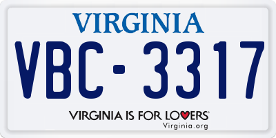 VA license plate VBC3317