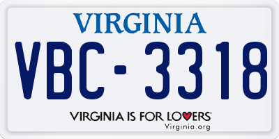 VA license plate VBC3318