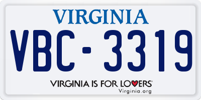 VA license plate VBC3319