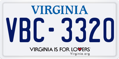 VA license plate VBC3320