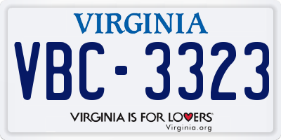 VA license plate VBC3323