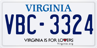 VA license plate VBC3324