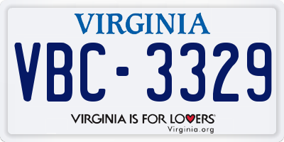 VA license plate VBC3329