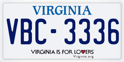 VA license plate VBC3336