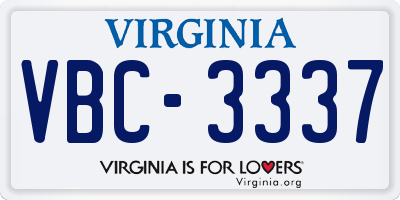 VA license plate VBC3337