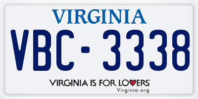 VA license plate VBC3338