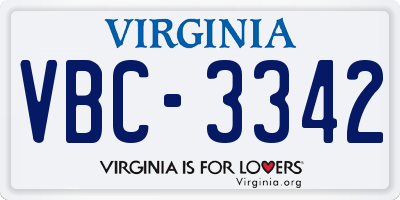 VA license plate VBC3342
