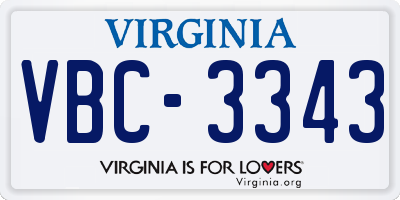 VA license plate VBC3343