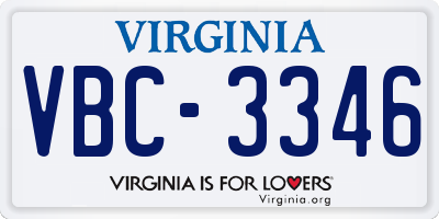VA license plate VBC3346