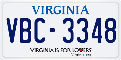 VA license plate VBC3348