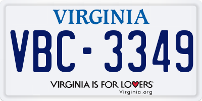 VA license plate VBC3349