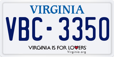 VA license plate VBC3350