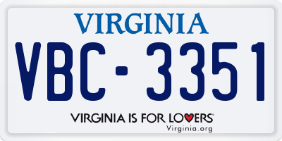 VA license plate VBC3351