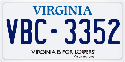 VA license plate VBC3352