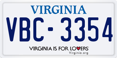 VA license plate VBC3354