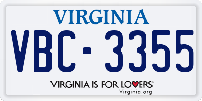 VA license plate VBC3355