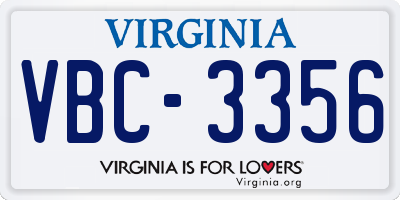 VA license plate VBC3356