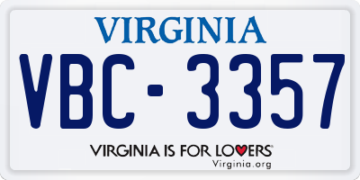 VA license plate VBC3357