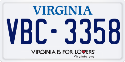 VA license plate VBC3358