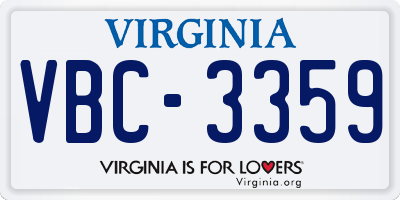 VA license plate VBC3359