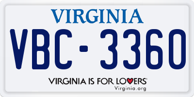 VA license plate VBC3360