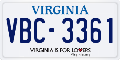 VA license plate VBC3361