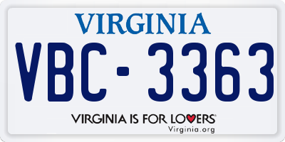 VA license plate VBC3363