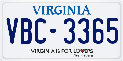 VA license plate VBC3365