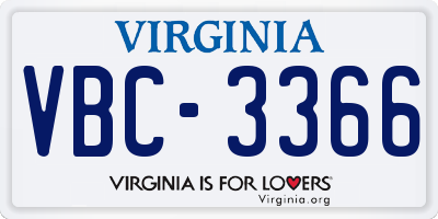 VA license plate VBC3366