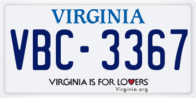 VA license plate VBC3367