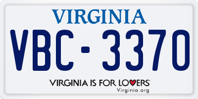VA license plate VBC3370