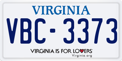 VA license plate VBC3373