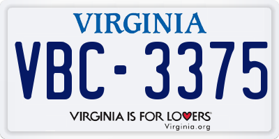 VA license plate VBC3375