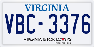 VA license plate VBC3376
